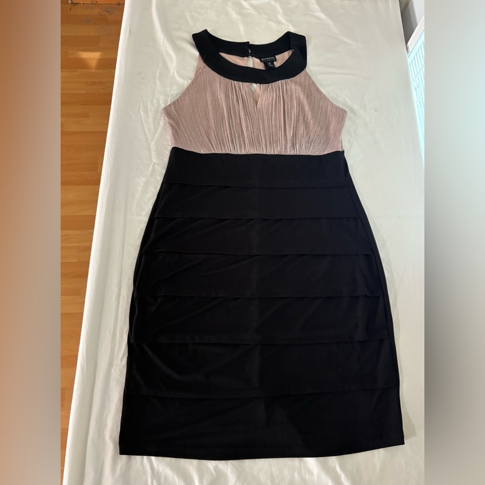 Enfocus Studio Black and Pink Midi Dress